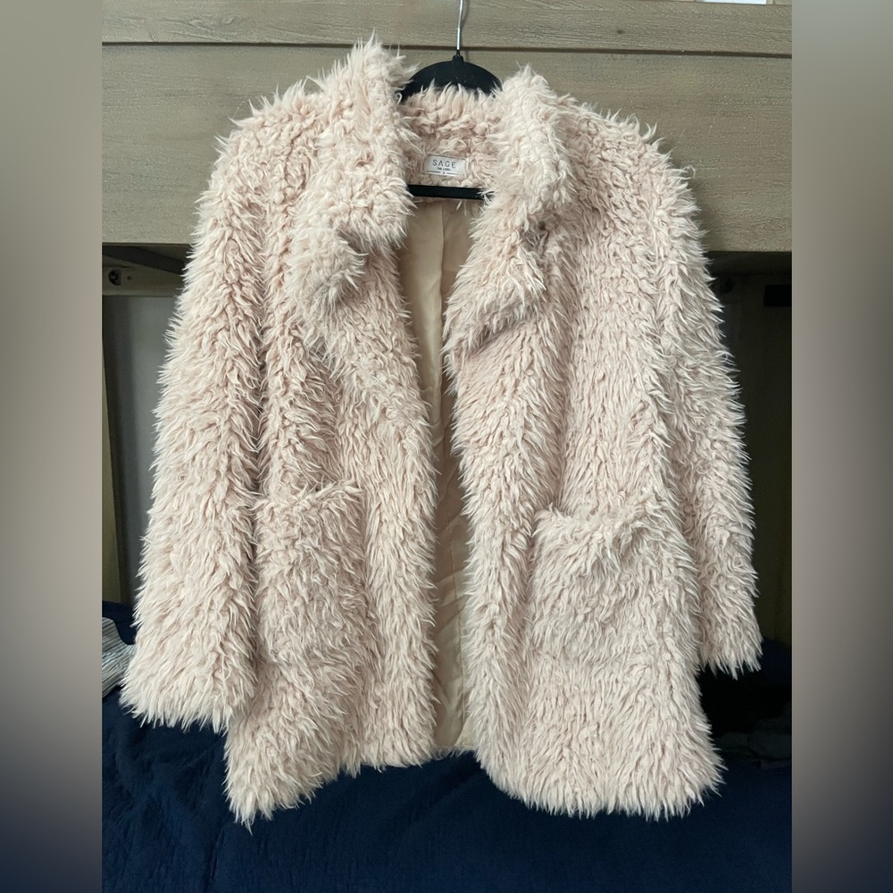 Sage Cream Teddy Jacket Plush Faux Fur